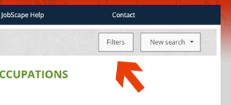 Screenshot of filter button